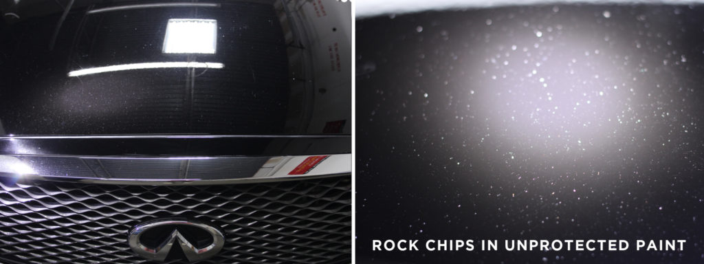 Rock Chips in Unprotected Paint