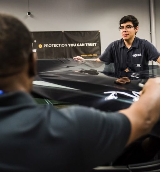 Installing Window Tint on a Tesla using XPEL Prime XR Plus in Charlotte, NC